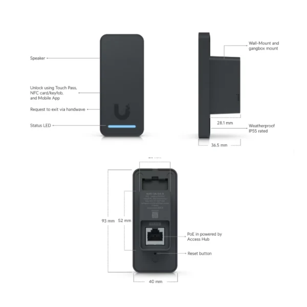 Acceso a Puertas Ubiquiti Uni-Fi G3 Reader - Black - Image 3