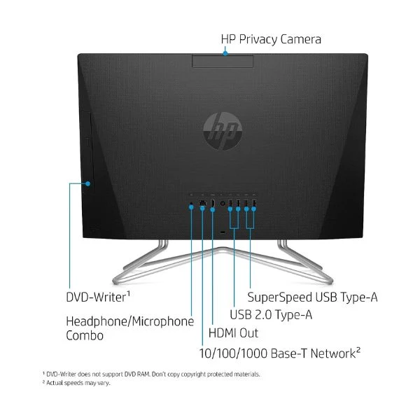 All in One HP AMD Ryzen 3 3250U 22" Memoria Ram 8GB Disco SSD NVMe M.2 256GB FreeDOS Color Negro 22-DD0545LA - Image 5