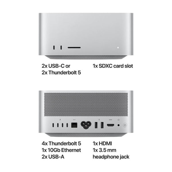 Mac Studio Apple M3 Ultra (Early 2025) - Chip M3 Ultra 28 Núcleos - 96GB Memoria Unificada - 1TB SSD - GPU 60 Núcleos - Plata - MU973LL/A - Image 5