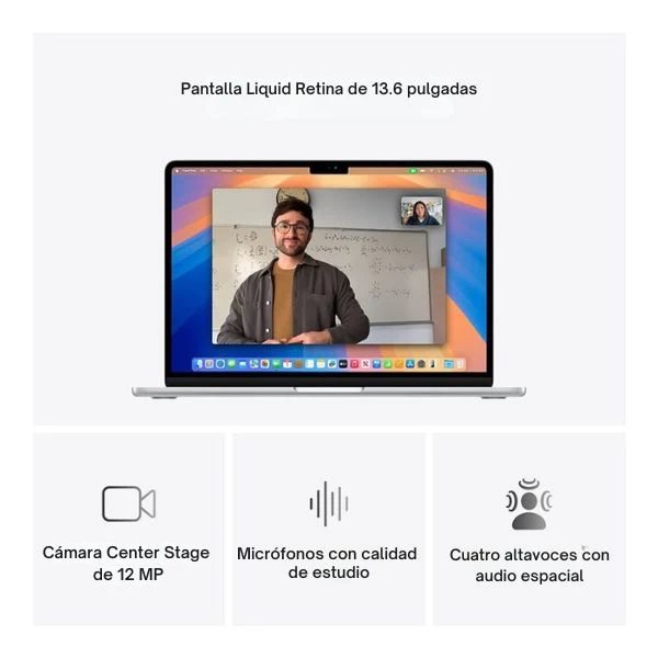 Laptop Apple MacBook Air 13 MW123LL/A Pantalla 13.6" - M4 - 16GB Memoria - 256GB SSD - 8-Core GPU - Midnight - Image 5