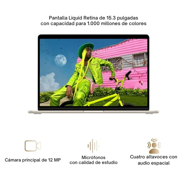 Laptop Apple MacBook Air 15 MDVD4LL/A Pantalla 15.3" Liquid Retina IPS - M5 - 16GB Memoria - 512GB SSD - 10-Core GPU - Starlight - Image 4