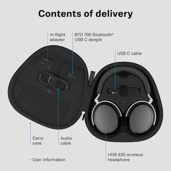 Audífonos Sennheiser HDB 630 Around-the-ear Bluetooth Wireless Headphones - Black - Image 5