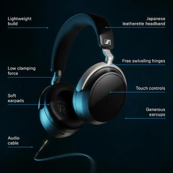 Audífonos Sennheiser HDB 630 Around-the-ear Bluetooth Wireless Headphones - Black - Image 8