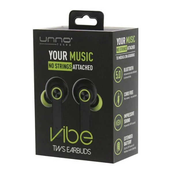 Audifonos Unno Tekno Tws Vibe Microfono Inalambaricos Con Estuche Bluetooh 5.0 Negro Hs7505Bk - Image 3