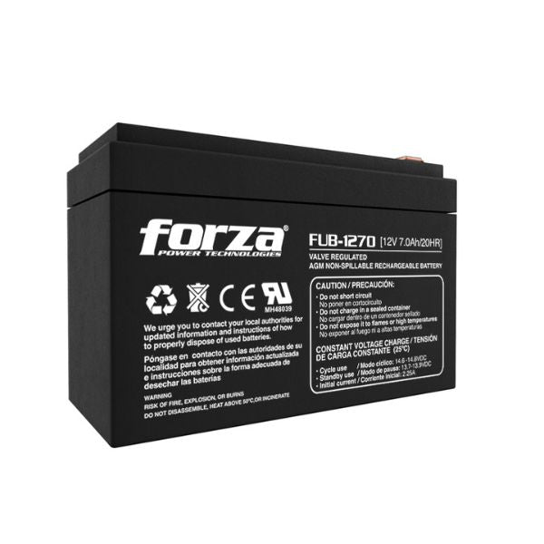 Batería Forza 12V 7Ah - AGM Sellada - Libre de Mantenimiento - Recargable - Válvula Reguladora VRLA - FUB-1270 - Image 2