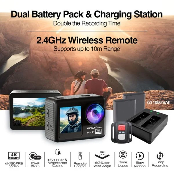 Cámara Argom EPIC 85 - 20MP - 4K Ultra HD - Doble Pantalla - WiFi - ARG-AC-9185BK - Image 5