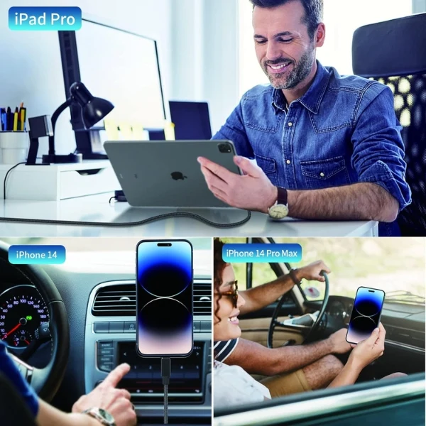 Cargador de Auto Linocell 60W Dual USB-C - Certificación MFi - Carga Rápida iPhone - 2 Cables Lightning Incluidos - HS-2C-40W - Image 2