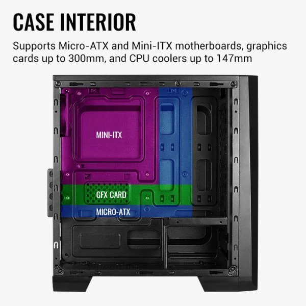 Case Aerocol Cylon Mini ATX Blanco/ USB2.0- USB 3.0/ 1 HD AUDIO/ FAN 8CM/ Frontal LED-RGB/ Panel lateral Acrilico - Image 3