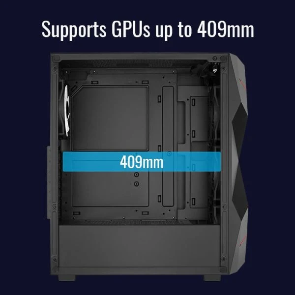 Case gaming Aerocool Volcan Mid Tower negro/ 2x USB 2.0 - USB 3.0/ 1 HD audio/ 4x Fan 12cm FRGB/ Lateral vidrio - Image 6
