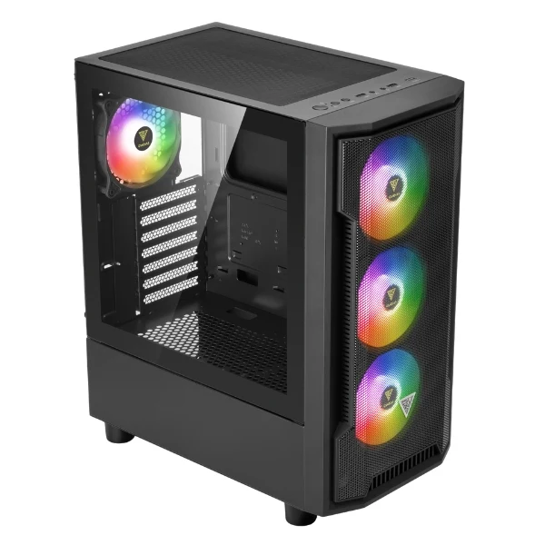 Case Gamdias Gaming Athena M6 LITE ATX/ 3xUSB/ HD Audio / 4xFAN ARGB 12CM/ Frontal Malla Lateral Vidrio Negro - Image 2