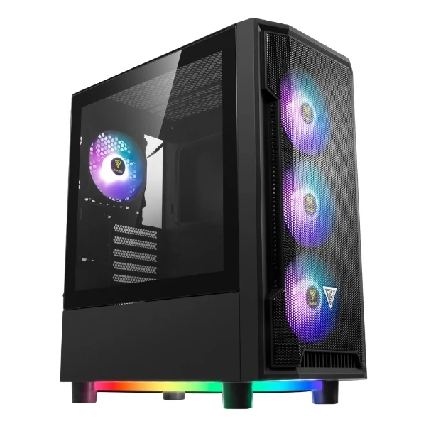 Case Gamdias Gaming Athena M6 LITE ATX/ 3xUSB/ HD Audio / 4xFAN ARGB 12CM/ Frontal Malla Lateral Vidrio Negro - Image 3