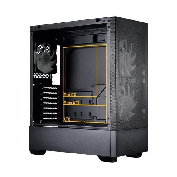 Case Gaming Lian Li ATX RGB LANCOOL 205 MESH CX con flujo de aire para PC, panel frontal 3 ventiladores ARGB PWN puerto USB C Negro - Image 5