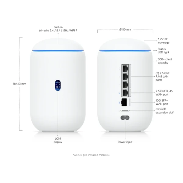 Router Ubiquiti UniFi Dream Router 7 WiFi 7 10G PoE NVR microSD Gestión Total 160 m² - Image 4