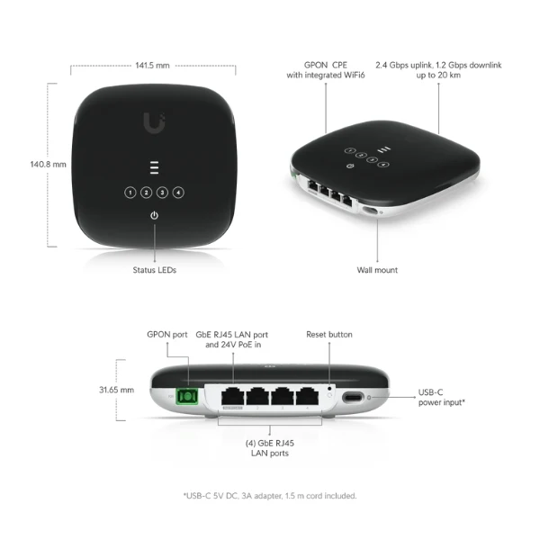 Cloud Gateways Ubiquiti UniFi UFiber Wi-Fi 6 GPON CPE - Image 5