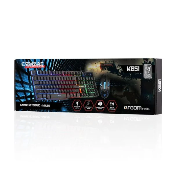 Combo Teclado y Mouse Argom Combat KB51 - Gaming - USB - Iluminación RGB - Negro - Image 2