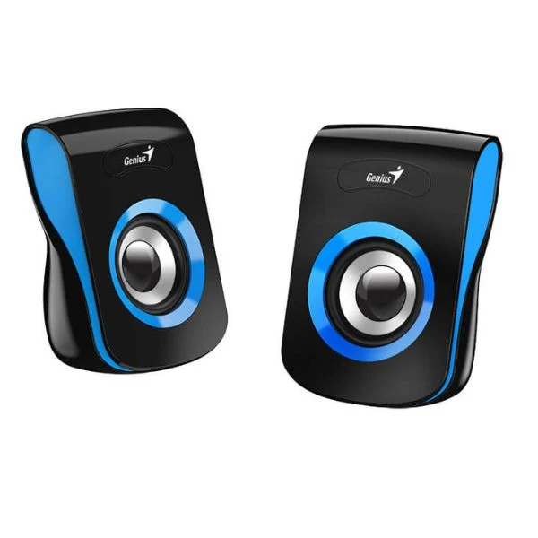 Corneta Genius SP-Q180 Altavoces USB estereo 2.0, 6W, enchufe USB, audio 3.5mm Color Negro/Azul