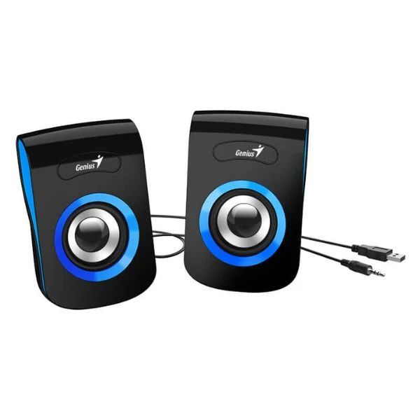Corneta Genius SP-Q180 Altavoces USB estereo 2.0, 6W, enchufe USB, audio 3.5mm Color Negro/Azul - Image 2