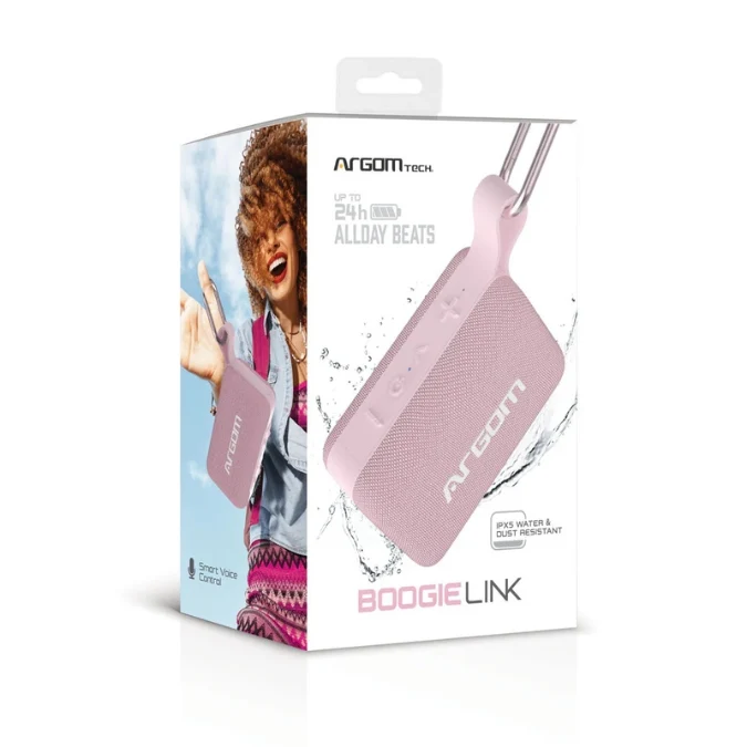 Corneta Argom BoogieClip Wireless Bluetooth Rosa ARG-SP-3110PK IPX5 8W con TWS y Batería de 24H - Image 2