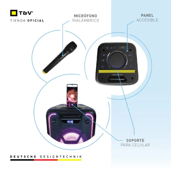 Cornetas Thonet & Vander 350W Bluetooth + Aux 3.5Mm + Usb + Rca Incluye Microfono Stark - Image 3