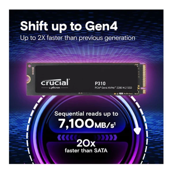 Disco Duro SSD Crucial P310 2TB 232L Micron QLC NAND PCIe Gen 4 x4 NVMe M.2 - CT2000P310SSD8 - Image 3