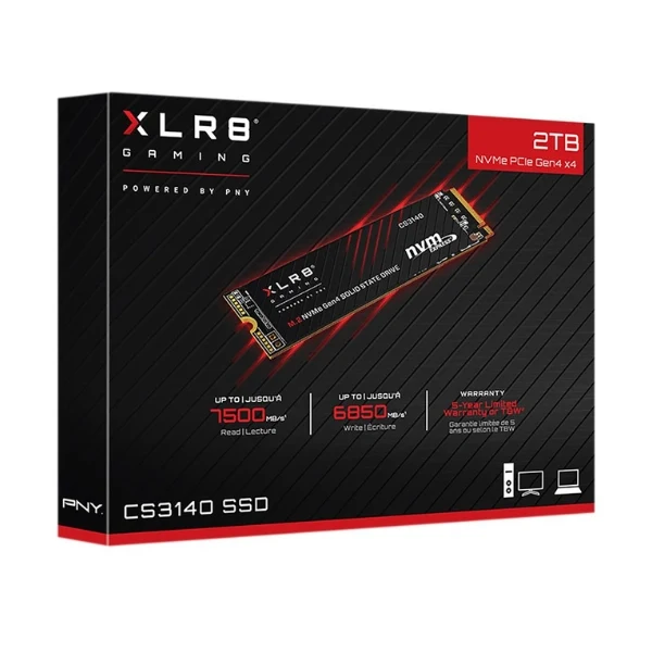 Disco Duro SSD PNY XLR8 CS3140 2TB 3D NAND Flash PCIe Gen 4 x4 NVMe M.2 2280 - Image 2