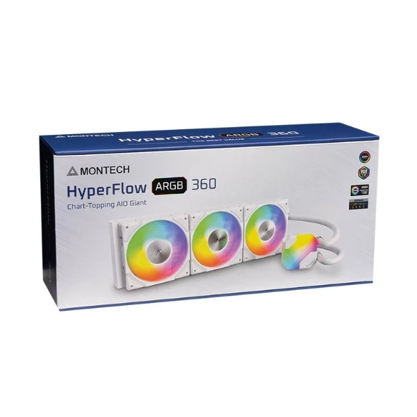 Enfriador Líquido Montech HyperFlow ARGB 360mm All in One – Blanco - Image 2