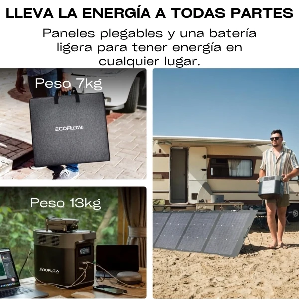 Estación de Energía Portátil EF ECOFLOW DELTA 2 con Panel Solar 220W - 1024Wh - LiFePO4 - Salida 1800W - EFD330 - Negro - Image 5