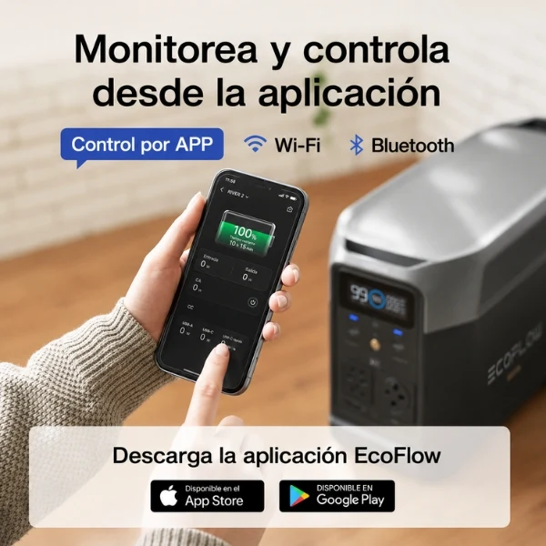 Estación de Energía Portátil EF ECOFLOW DELTA Pro + 2 Baterías Extra - 10.8kWh - LiFePO4 - 3600W - EFD500 - Negro - Image 6