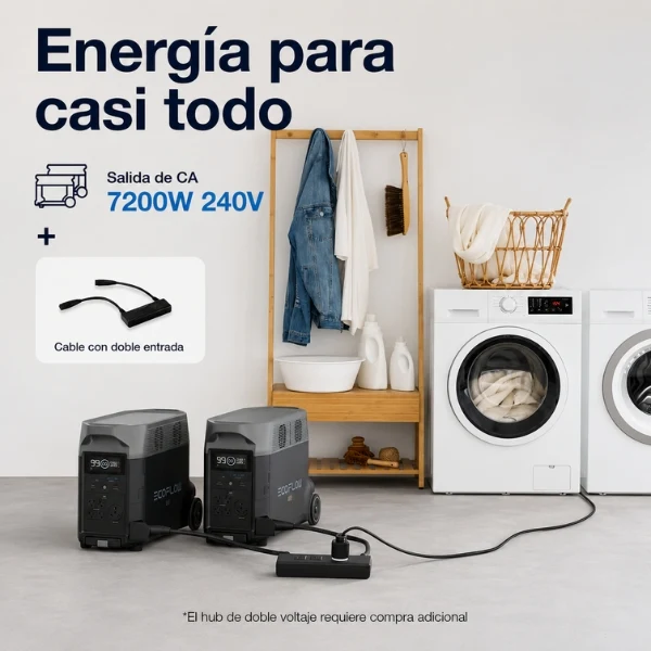 Estación de Energía Portátil EF ECOFLOW DELTA Pro + 2 Baterías Extra - 10.8kWh - LiFePO4 - 3600W - EFD500 - Negro - Image 9