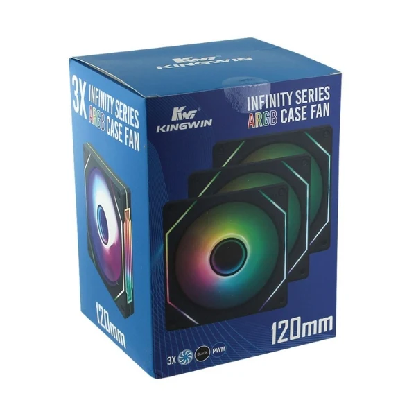 Fan Cooler Kingwin KWI-FAN01 ARGB Infinity Mirror Hydraulic Bearing 120mm - Negro - ARGB 3 Pack - Image 3
