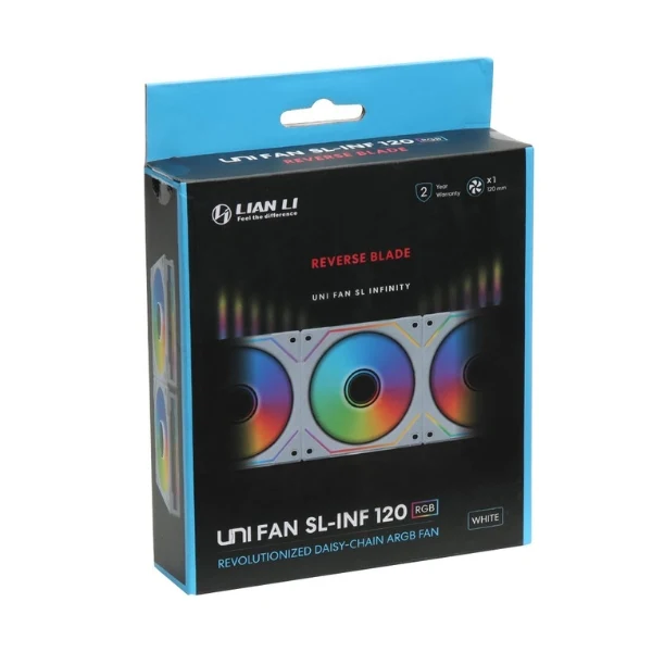 Fan Cooler Lian Li Uni Fan Reverse SL Infinity Fluid Dynamic Bearing 120mm - Blanco - RGB - Image 4
