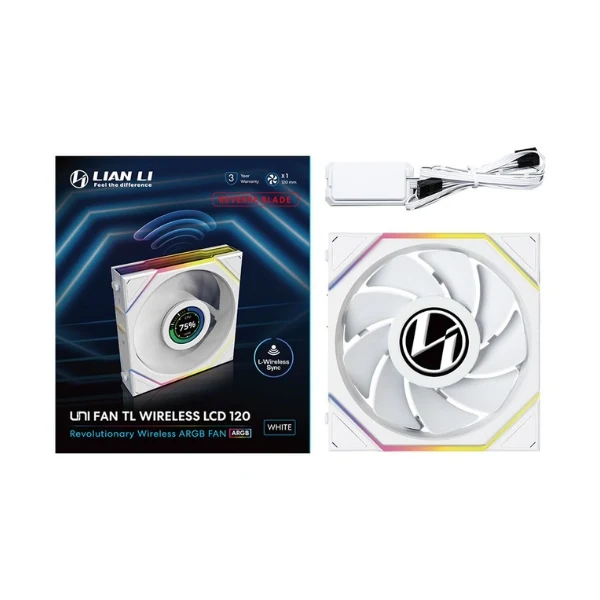 Fan Cooler Lian Li UNI FAN TL120 V2 LCD Reverse Blade Wireless Fluid Dynamic Bearing 120mm - Blanco - RGB - Image 6