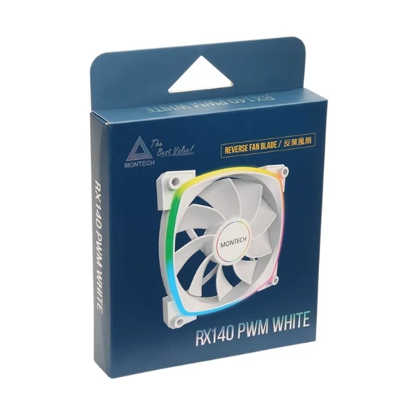 Fan Cooler Montech RX140 ARGB Reversed Rifle Bearing 140mm - Blanco - ARGB - Image 5