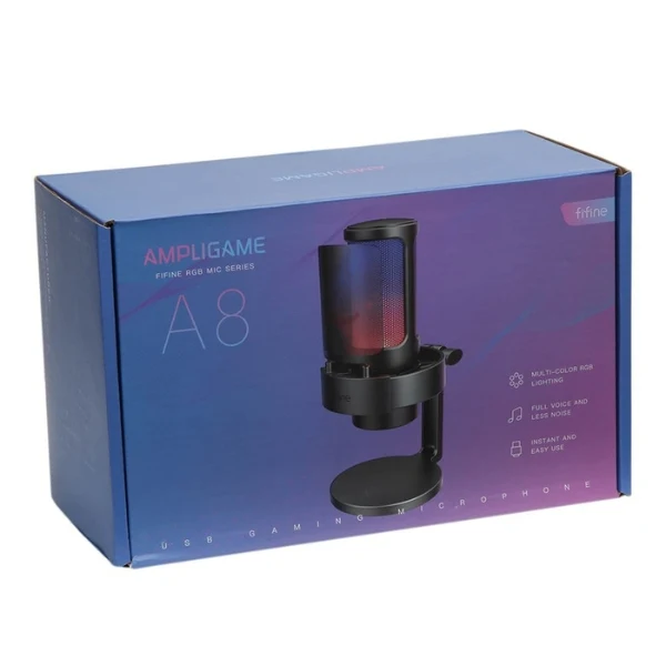 Micrófono FiFine AmpliGame A8 Condensador USB RGB Cardioide Con Mute Touch - Image 2