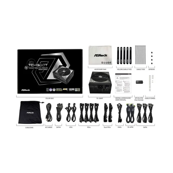 Fuente de Poder ASRock TC-1300T - 1300W - 80 PLUS Titanium - Modular - ATX - Image 3