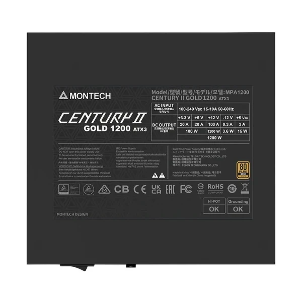 Fuente de Poder Montech CENTURY II - 1200W - 80 PLUS Gold - Modular - ATX - White - Image 4