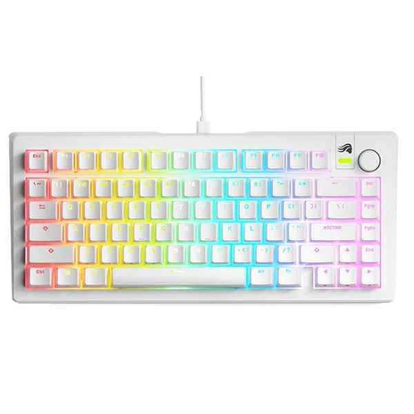 Teclado mecánico gaming Glorious GMMK 3 75% RGB cableado blanco con switches lineales Fox - GMMK3-75-PB-FOX