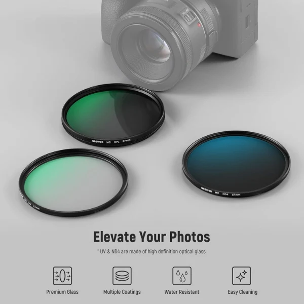 Kit de Filtros Neewer 67mm - UV + CPL + ND4 - Vidrio Óptico Multicapa - Con Estuche Rígido - Image 2