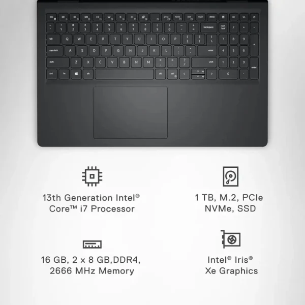 Laptop Dell Inspiron 15 Intel Core i7 16GB RAM 1TB SSD 15" Intel Graphics Windows 11 i3530-7728BLK-PUS Black - Image 7