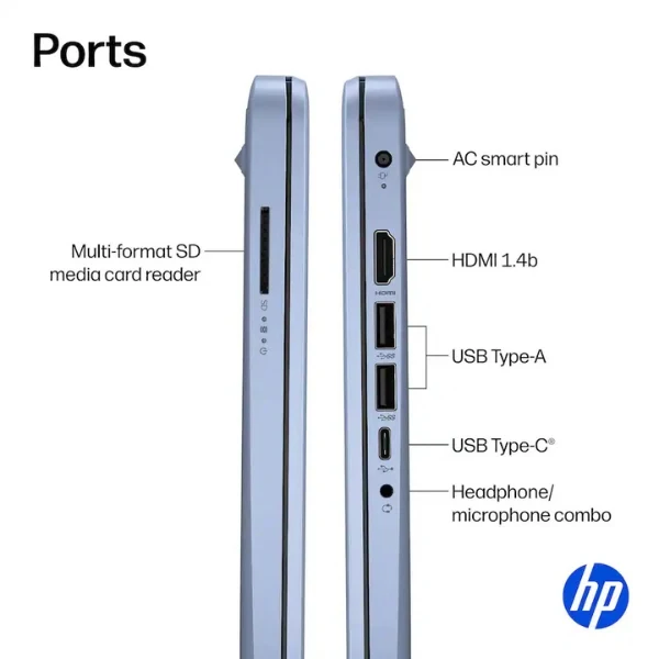 Laptop HP 14" HD Intel N150 128GB UFS 4GB RAM Windows 11 - 14-DQ6102DX - Sky Blue - Image 4
