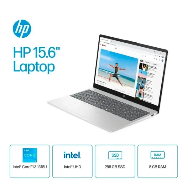 Laptop HP 15.6" HD Touch - Intel Core i3-1315U - 256GB SSD - 8GB RAM - Windows 11 - Natural Silver - 15-FD0123DX - Image 3