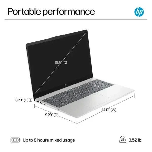 Laptop HP 15.6" HD Touch - Intel Core i3-1315U - 256GB SSD - 8GB RAM - Windows 11 - Natural Silver - 15-FD0123DX - Image 4