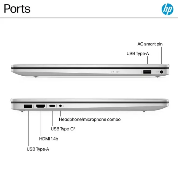 Laptop HP 17.3" AMD Ryzen 5 Series 7000 8GB RAM 512GB SSD AMD Radeon Natural Silver - Image 4