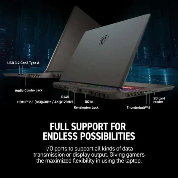 Laptop MSI Vector 16 HX AI Intel Core Ultra 7 Series 2 16GB RAM 1TB SSD 16" NVIDIA GeForce RTX 5070 Ti Cosmo Gray - Image 10