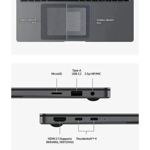 Laptop Samsung Galaxy Book5 PRO Intel Core Ultra 7 16GB RAM 512GB SSD 14" Intel Arc Windows 11 NP944XHA-KG2US Gray - Image 6