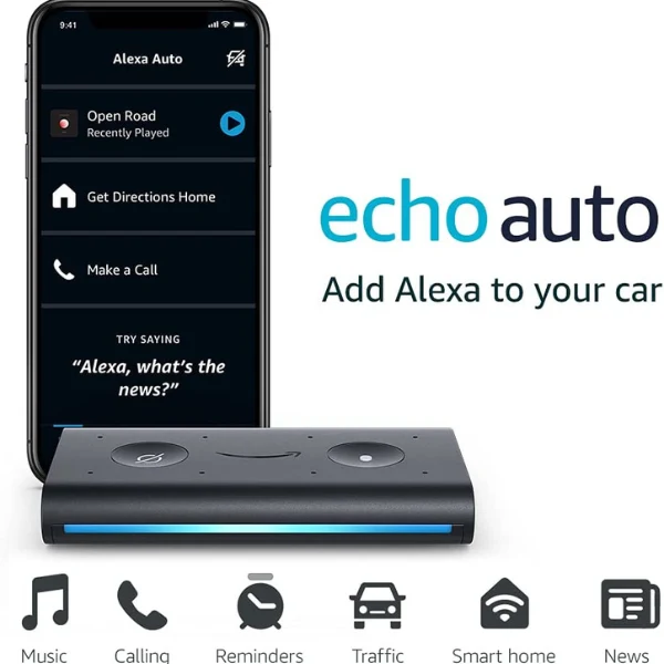 Manos Libres Echo Auto Alexa Amazon para Automovil Contro de Voz Con Telefono Caja Marron - Image 4