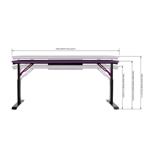 MESA GAMING COOLER MASTER GD160 160CM/ 3 NIVELES DE ALTURA, HASTA 100KG NEGRA-MORADA - Image 3
