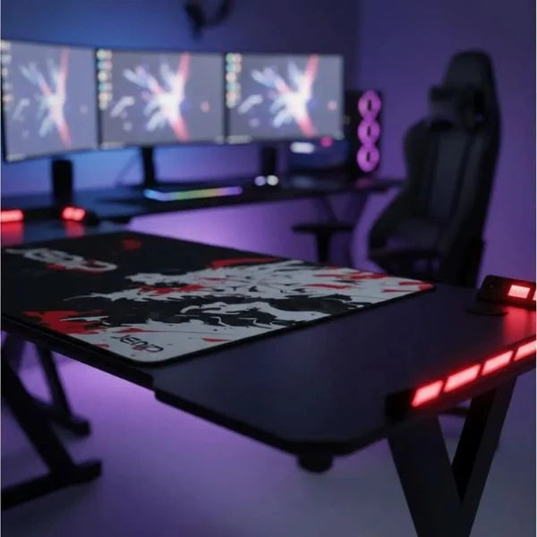 Mesa jemip Dragon Heart - RGB - 140×60×75 cm - Incluye Mouse Pad, Porta Taza y Porta Audífonos - Negro - Image 3