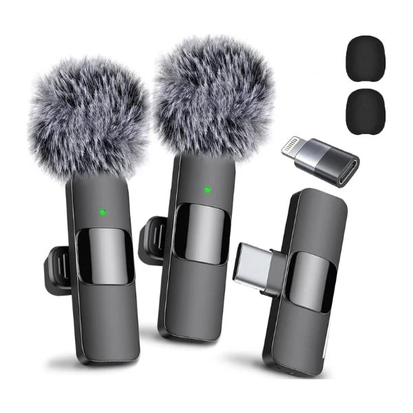Micrófonos Lavalier inalámbricos KLIP MIC PRO en estuche de carga. Profesional para iPhone, Android iPad, cámara, PC, Mac