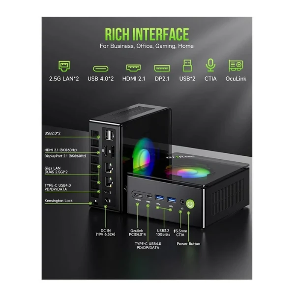 Mini PC GMKtec NucBox K11 AMD Ryzen 9 8945HS Series 8000 32 GB RAM 2 TB SSD K11 WiFi 6 USB HDMI - Image 6